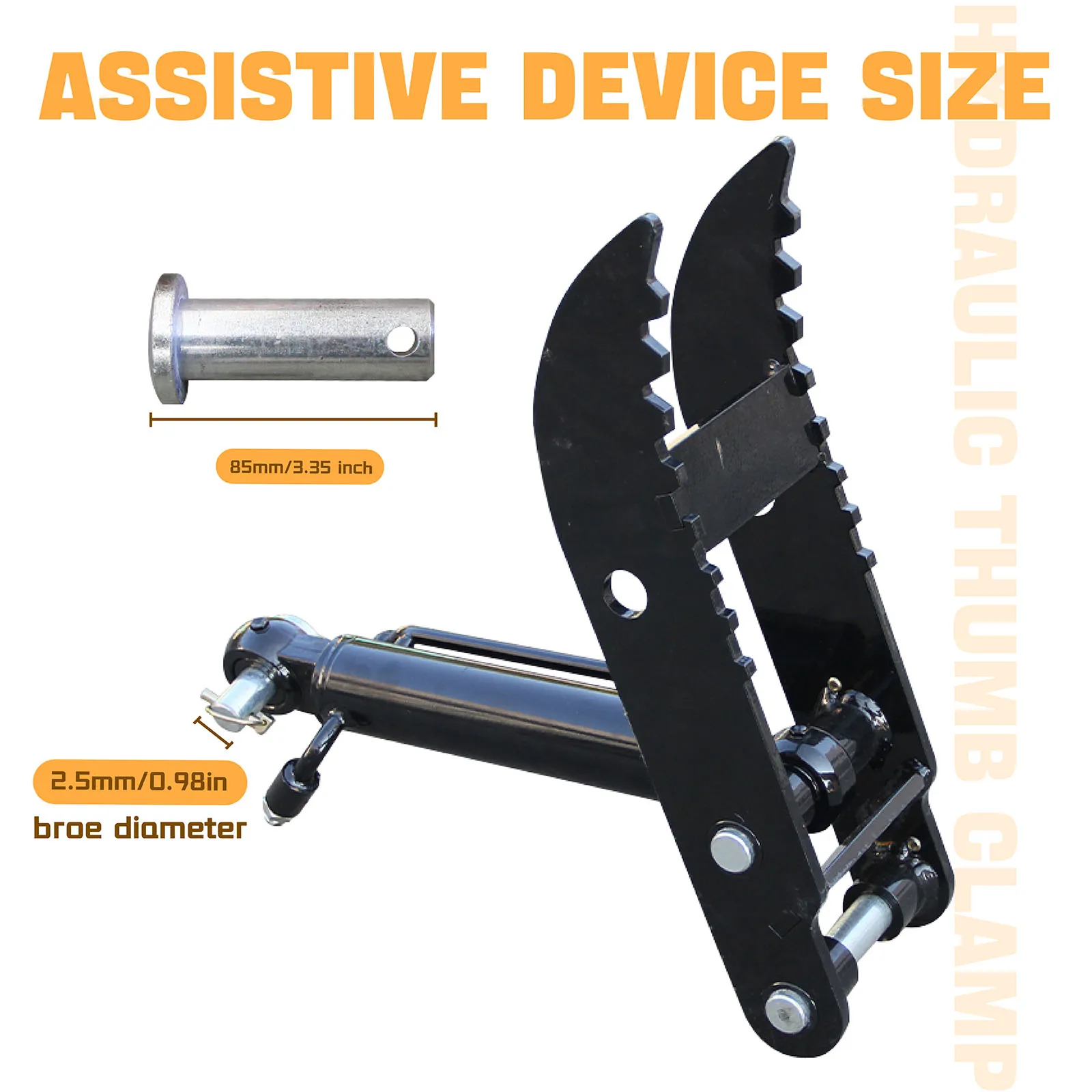 Hydraulic thumb clamp suitable for 0.8-1.5 ton small excavators, equipped with 2 oil pipes and 2 hydraulic pipes - efficient ope 
Hydraulic thumb clamp suitable for 0.8-1.5 ton small excavators, equipped with 2 oil pipes and 2 hydraulic pipes - efficient ope