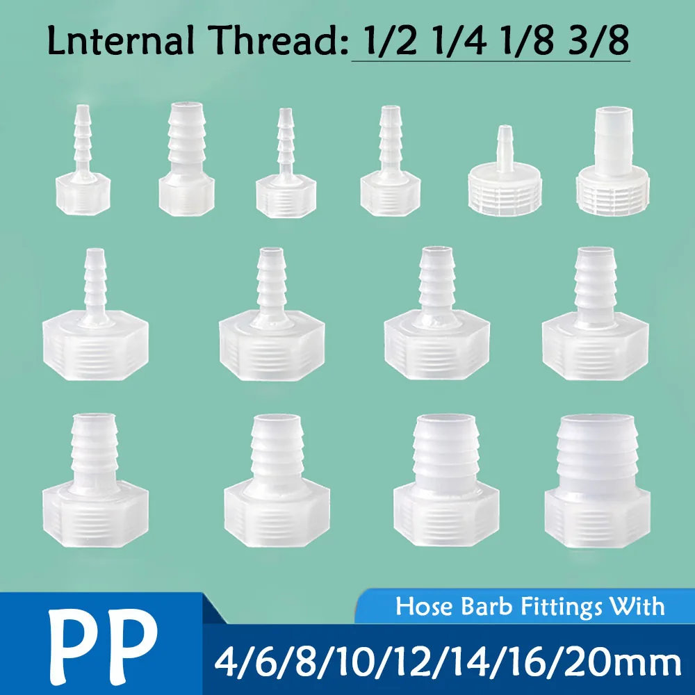 4/6/8/10/12/14/16/20mm Hose Barb Fittings With 1/2 1/4 1/8 3/8 Female Thread PP Plastic Pagoda Direct Connector Tube Adapter
4/6/8/10/12/14/16/20mm Hose Barb Fittings With 1/2 1/4 1/8 3/8 Female Thread PP Plastic Pagoda Direct Connector Tube Adapter