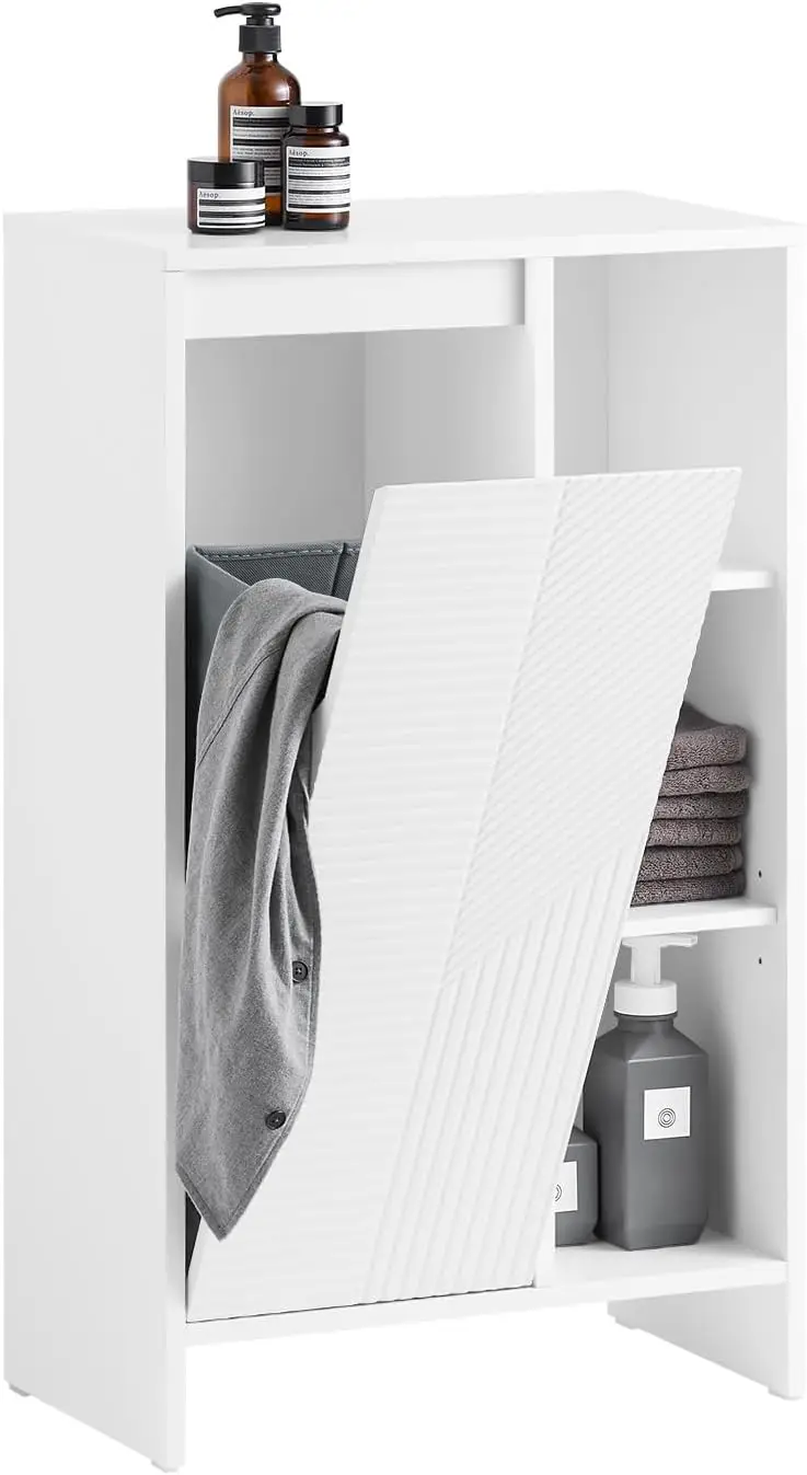 Bathroom Laundry Cabinet Freestanding Storage Unit with Tilt-Out Basket Open Compartments Cupboard, White
Bathroom Laundry Cabinet Freestanding Storage Unit with Tilt-Out Basket Open Compartments Cupboard, White