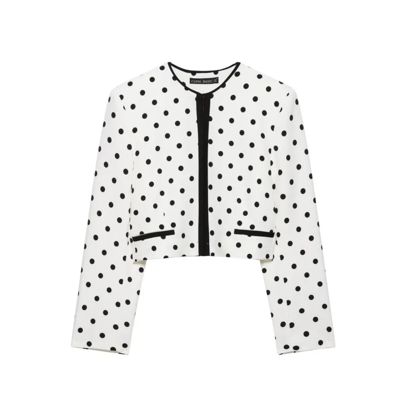 Women's Dot Short Blazer New 2026 Spring Summer Women O-Neck Long Sleeve Pocket Simple Coats Female Chic Tops
Women's Dot Short Blazer New 2026 Spring Summer Women O-Neck Long Sleeve Pocket Simple Coats Female Chic Tops
