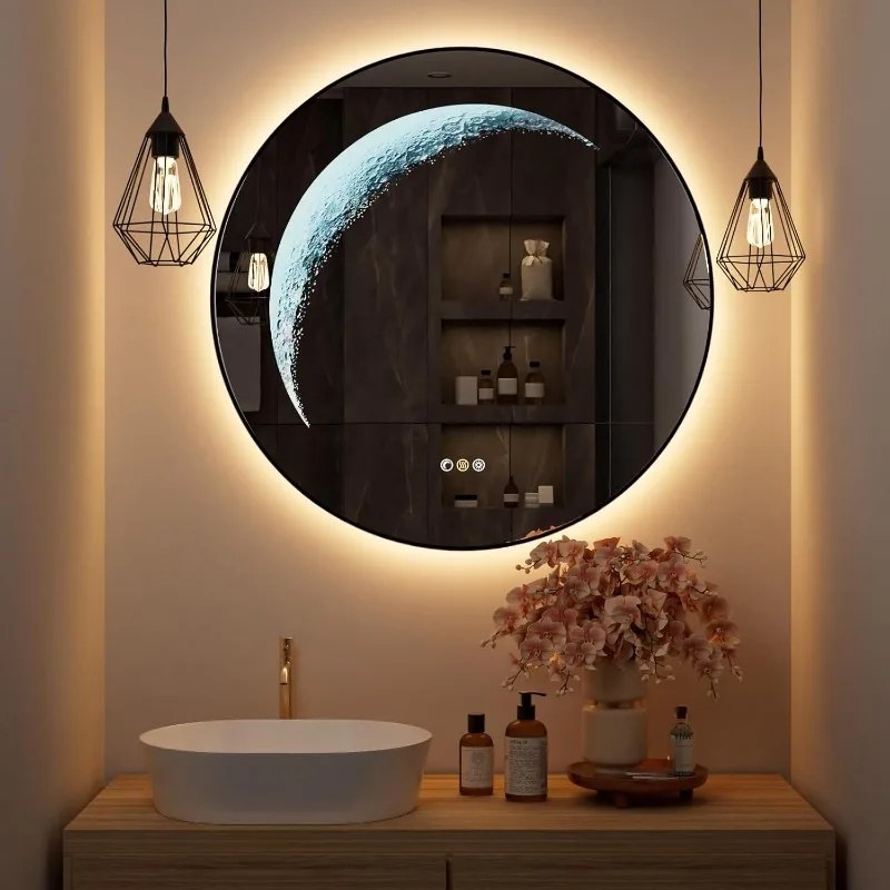 30" Moonlight LED Bathroom Mirror with Lights Backlit, Anti-Fog Smart Lighted Mirror with 3Color Stepless Dimmable with Digital
30" Moonlight LED Bathroom Mirror with Lights Backlit, Anti-Fog Smart Lighted Mirror with 3Color Stepless Dimmable with Digital