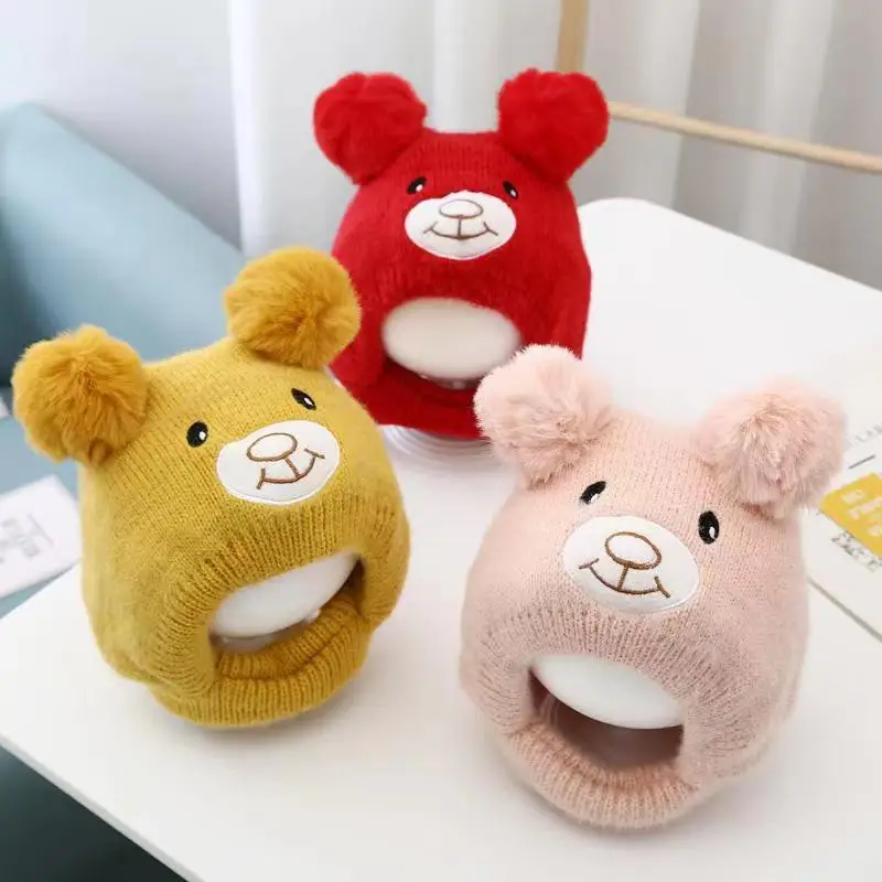 Cute Bear Baby Earmuff Cap Winter Warm Thicken Plush Knitted Hat for Toddler Solid Cartoon Pompom Kids Ear Protection Hats
Cute Bear Baby Earmuff Cap Winter Warm Thicken Plush Knitted Hat for Toddler Solid Cartoon Pompom Kids Ear Protection Hats