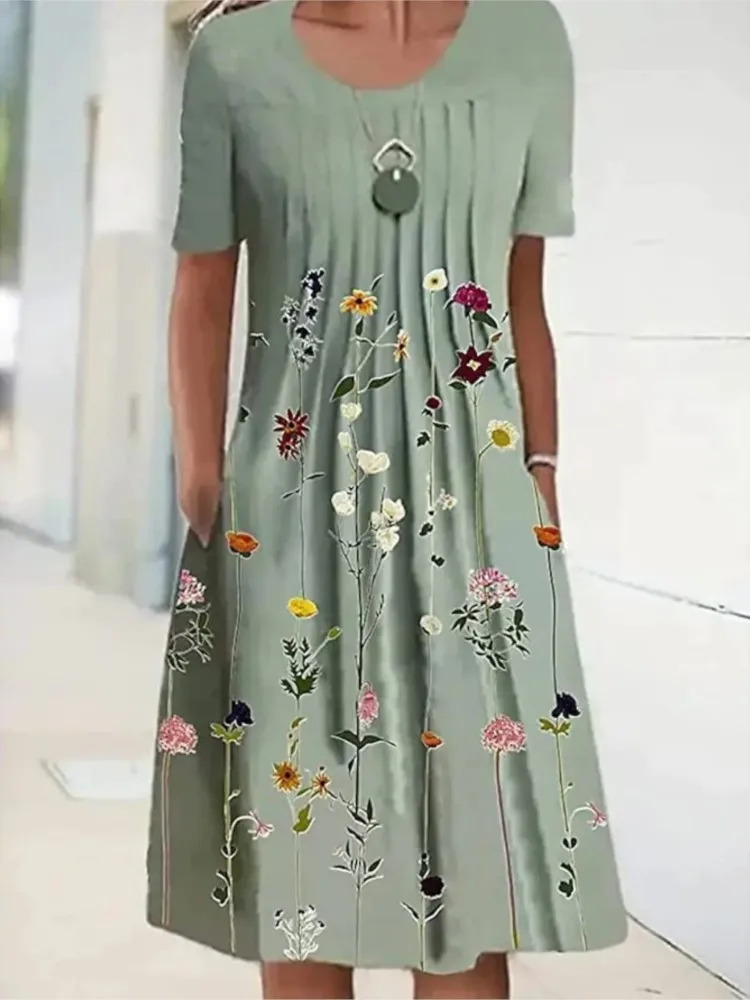 Casual Floral Print Dress Lady Fashion O Neck Short Sleeve Pullover Loose Dresses For Women Summer Boho Holiday Womens Clothing
Casual Floral Print Dress Lady Fashion O Neck Short Sleeve Pullover Loose Dresses For Women Summer Boho Holiday Womens Clothing