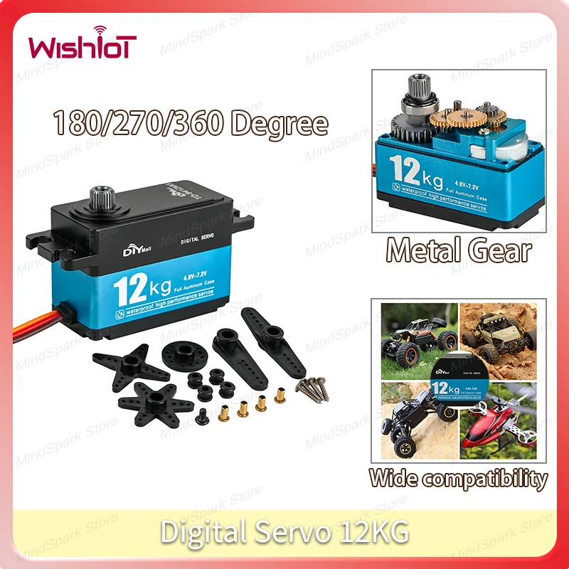 Digital Servo 12KG Metal Gear Carbon Brush Motor 180/270/360 Degree High Torque Servos for Car Helicopter Drones Robot DIY Toy
Digital Servo 12KG Metal Gear Carbon Brush Motor 180/270/360 Degree High Torque Servos for Car Helicopter Drones Robot DIY Toy