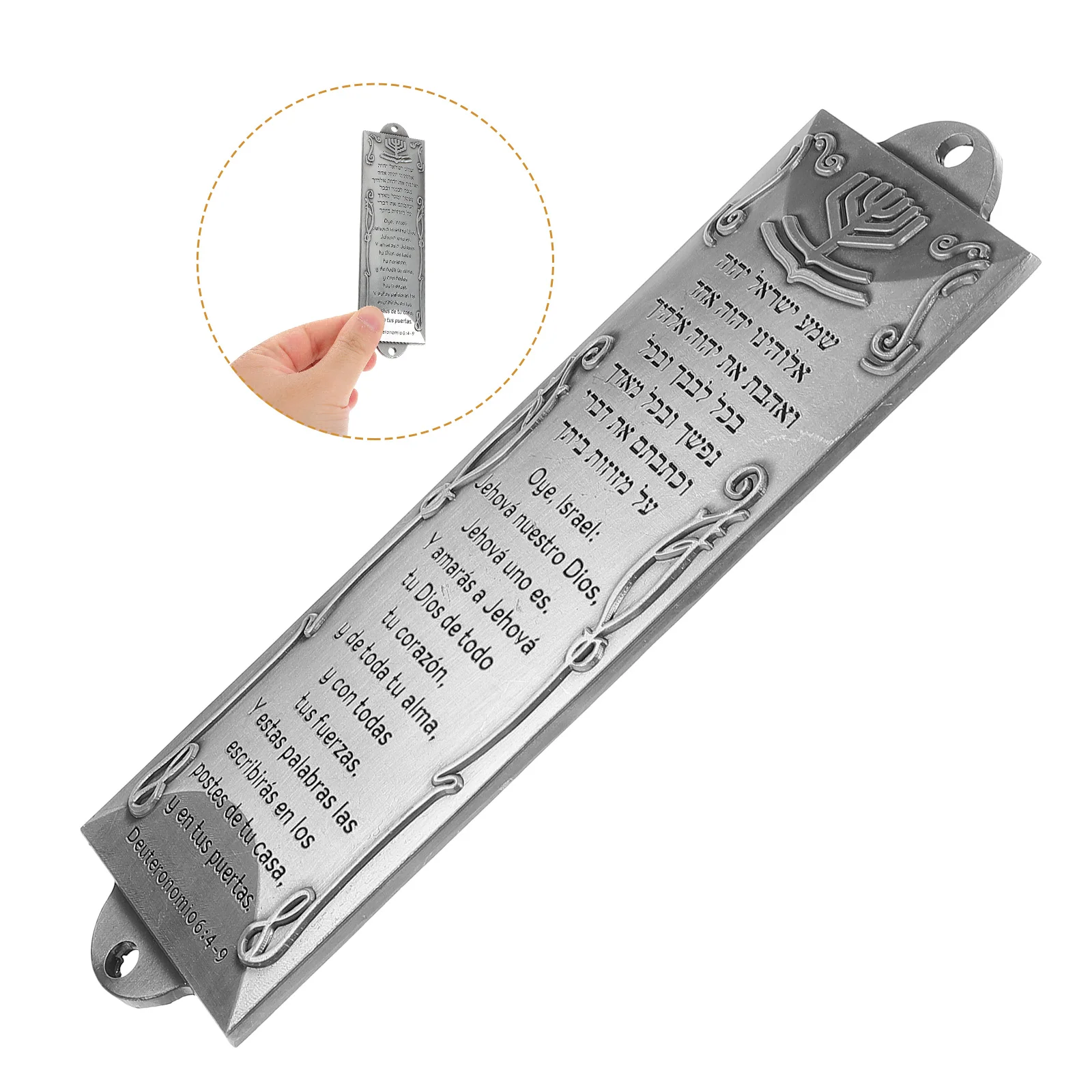 Gatepost Holy Scroll Mezuzah Spanish Heritage Decor Metal Alloy Silver Ornament Religious Protection Symbol
Gatepost Holy Scroll Mezuzah Spanish Heritage Decor Metal Alloy Silver Ornament Religious Protection Symbol