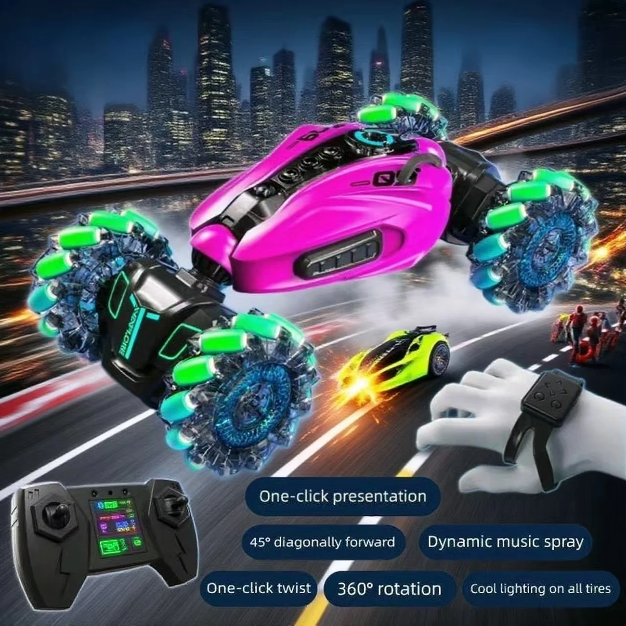 2.4G Wireless RC Stunt Car with Gesture Control - 360° Flips, LED Light Show, Auto-Rotation & Hand Remote for Kids Gifts
2.4G Wireless RC Stunt Car with Gesture Control - 360° Flips, LED Light Show, Auto-Rotation & Hand Remote for Kids Gifts