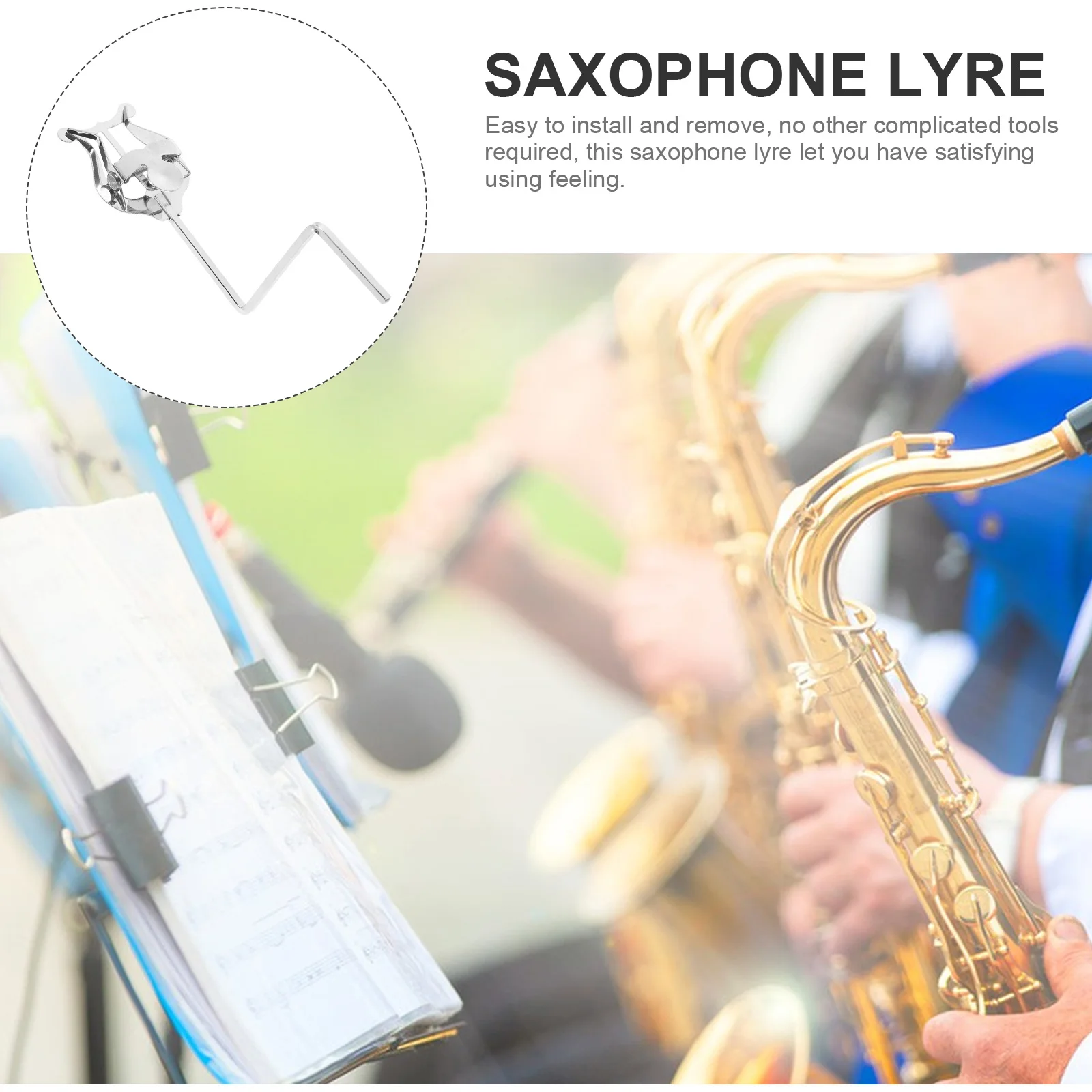 Saxophone Lyre Sheet Music Clip Alto Tenor Soprano Holder Musical Instrument Accessories Marching Score Clamp Easy Install
Saxophone Lyre Sheet Music Clip Alto Tenor Soprano Holder Musical Instrument Accessories Marching Score Clamp Easy Install