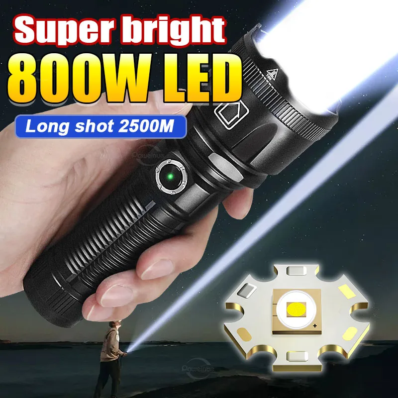800W LED Super Poweful LED Flashlight Portable Rechargeable Torch High Power LED Flashlight Waterproof Tactical Handheld Lantern
800W LED Super Poweful LED Flashlight Portable Rechargeable Torch High Power LED Flashlight Waterproof Tactical Handheld Lantern