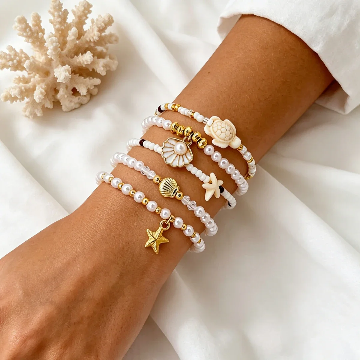 5pcs Handmade Rice Bead Sea Turtle Bracelets for Women Summer Bohemian Shell Starfish Drop Bracelets Girl Daily Beach Jewelry
5pcs Handmade Rice Bead Sea Turtle Bracelets for Women Summer Bohemian Shell Starfish Drop Bracelets Girl Daily Beach Jewelry