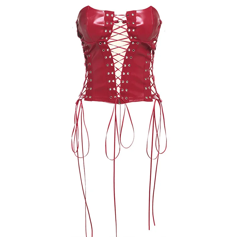 PU Leather Strapless Corset Crop Tops Women Fashion Drawstring Zipper Tank Top Vest Sexy Slim Shaper Camisole Summer Y2k Clothes
PU Leather Strapless Corset Crop Tops Women Fashion Drawstring Zipper Tank Top Vest Sexy Slim Shaper Camisole Summer Y2k Clothes