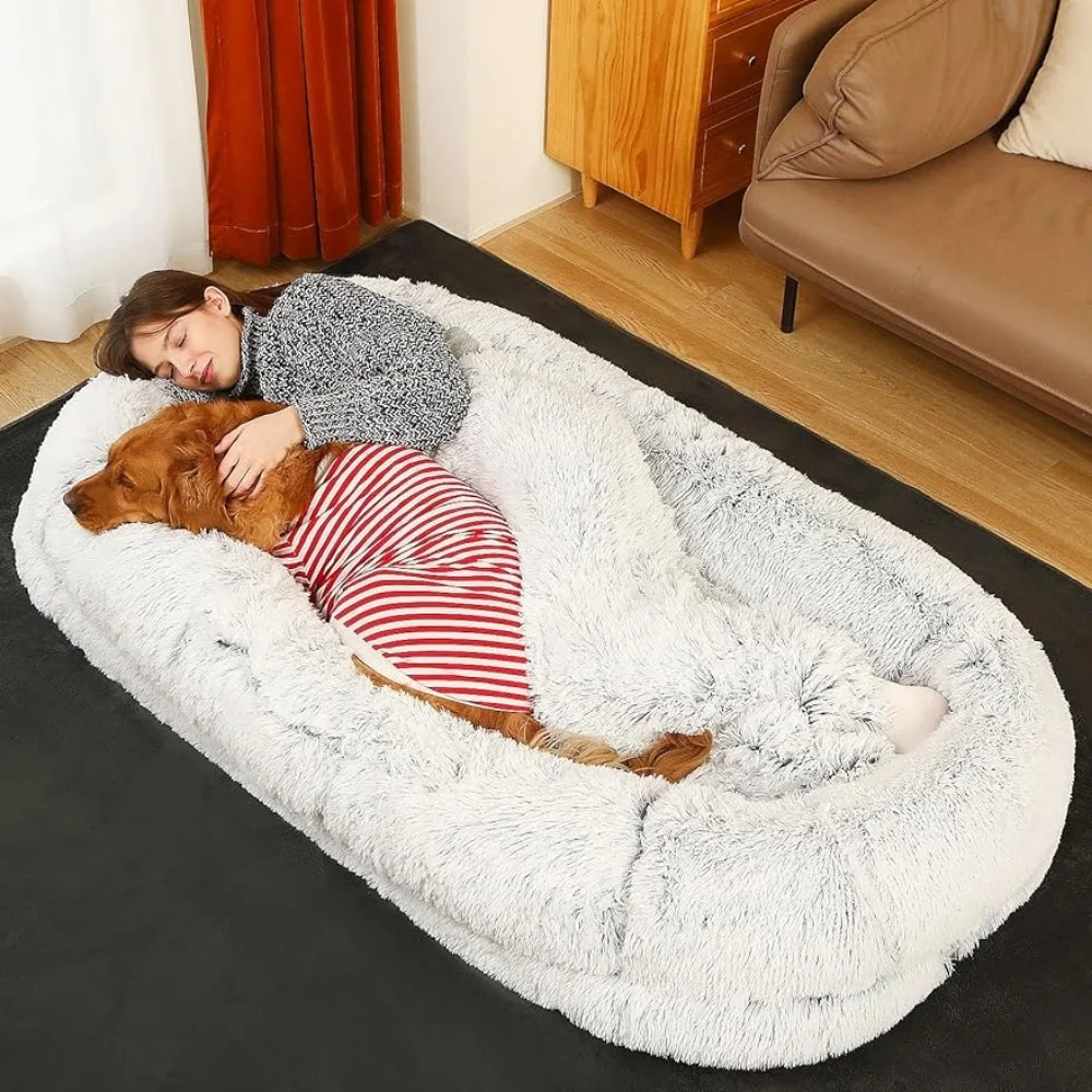 Faux Fur Plush Dog Bed for Human Adults Doze Off Napping With Blanket - Grey Medium Dogs Bed Big Pet Large Small Beds Supplies
Faux Fur Plush Dog Bed for Human Adults Doze Off Napping With Blanket - Grey Medium Dogs Bed Big Pet Large Small Beds Supplies