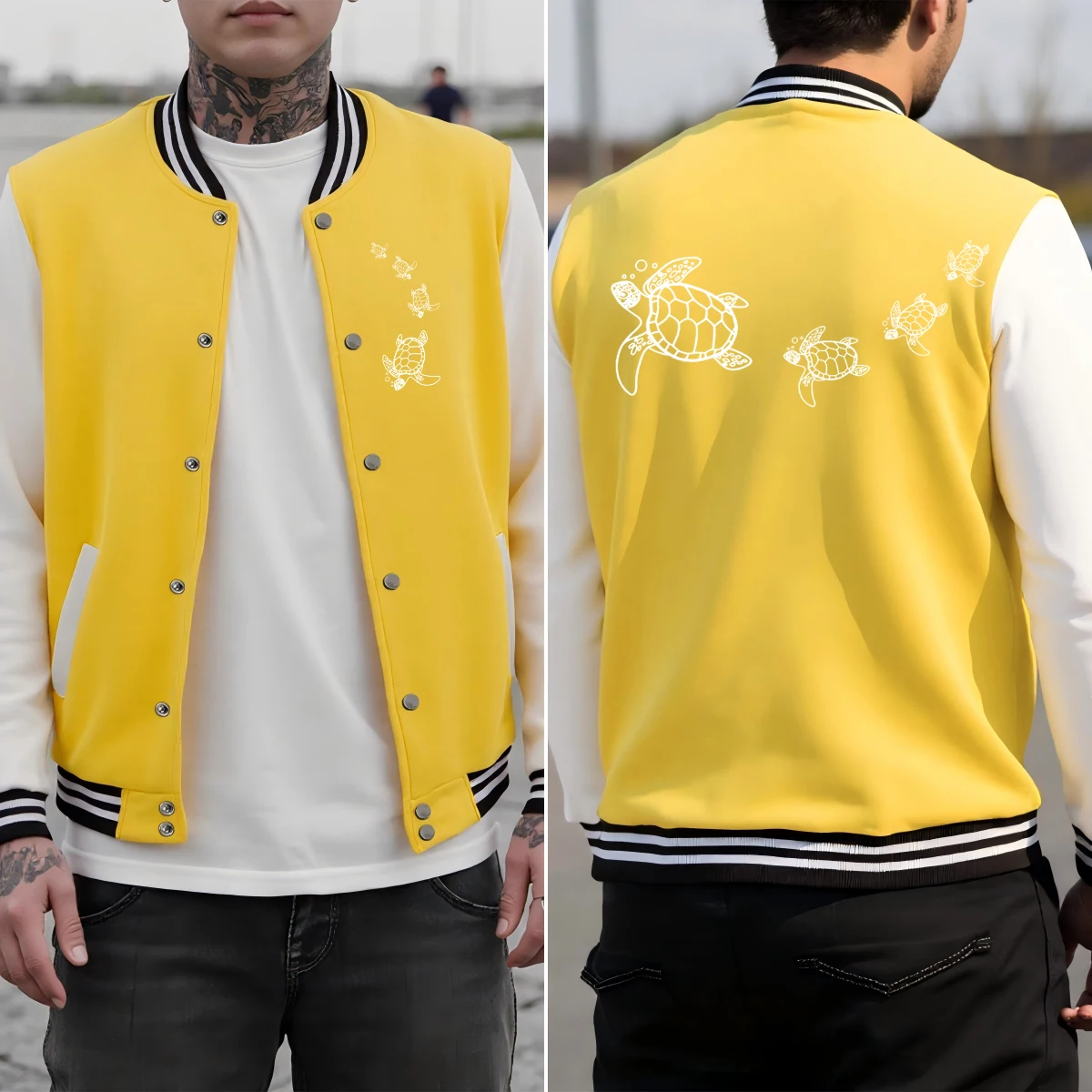 A Group Of Swimming Turtles Printed Men Jacket Vintage Loose Clothes Street Colorful Baseball Uniform Autumn All-Match Top
A Group Of Swimming Turtles Printed Men Jacket Vintage Loose Clothes Street Colorful Baseball Uniform Autumn All-Match Top