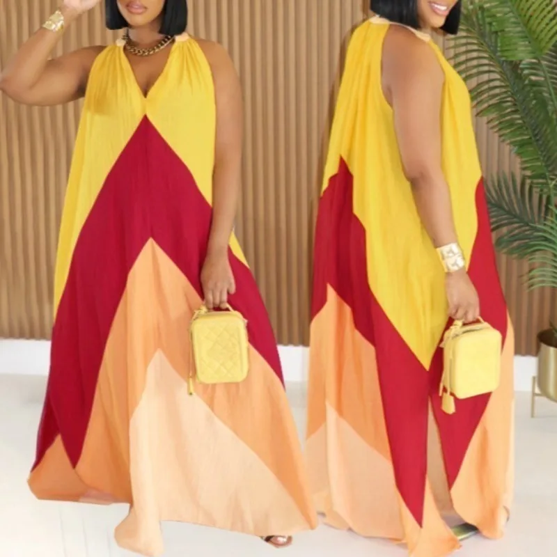 HLJ Summer New Casual Color Block Patchwork Loose Long Dress Woman Sleeveless V-neck Dresses Female Beach Holiday Vestidos 2025
HLJ Summer New Casual Color Block Patchwork Loose Long Dress Woman Sleeveless V-neck Dresses Female Beach Holiday Vestidos 2025