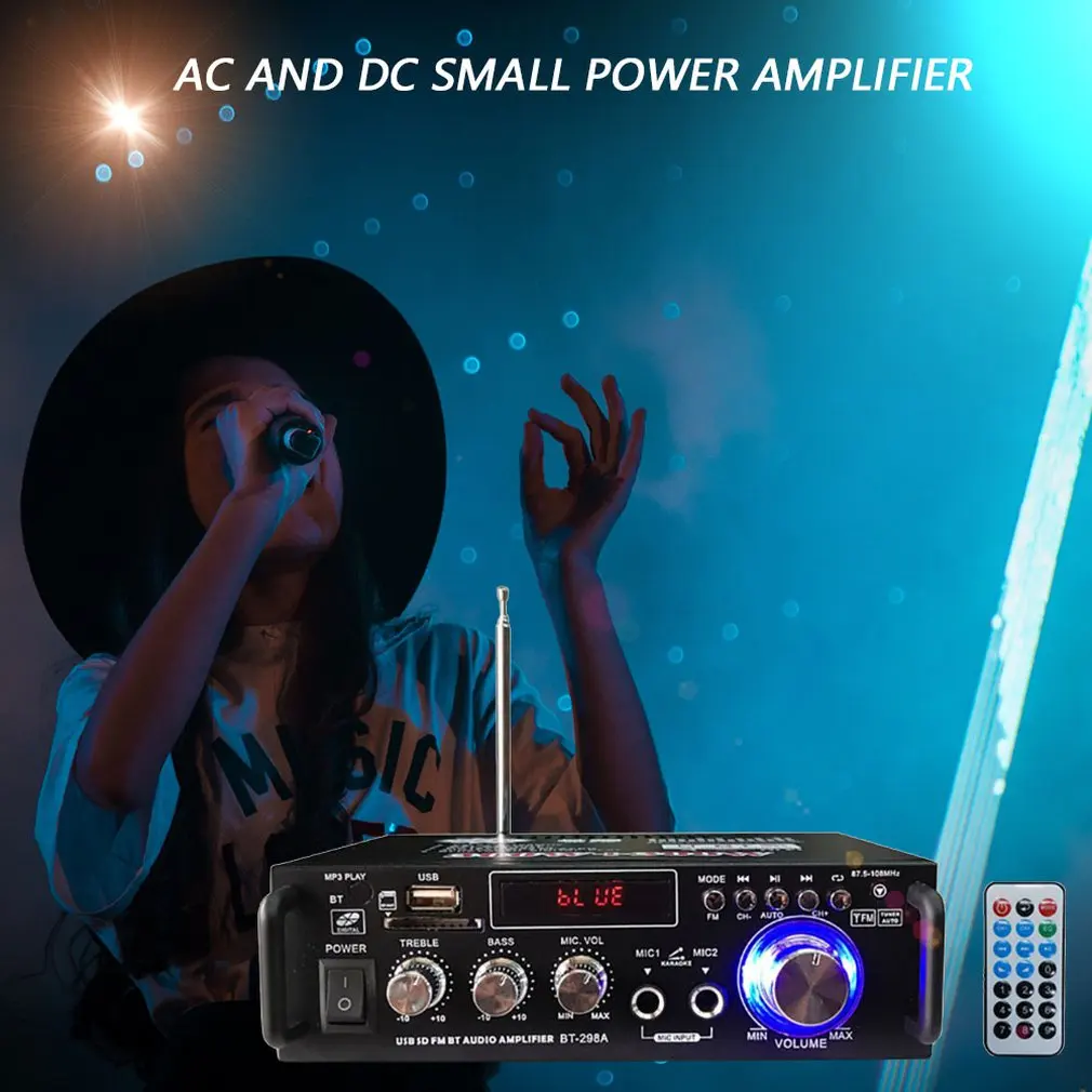 Bluetooth-compatible Amplifier 12V/220V 2CH LCD HIFI Audio Stereo Power AMP USB FM Radio Car Home Theater with Remote Control
Bluetooth-compatible Amplifier 12V/220V 2CH LCD HIFI Audio Stereo Power AMP USB FM Radio Car Home Theater with Remote Control