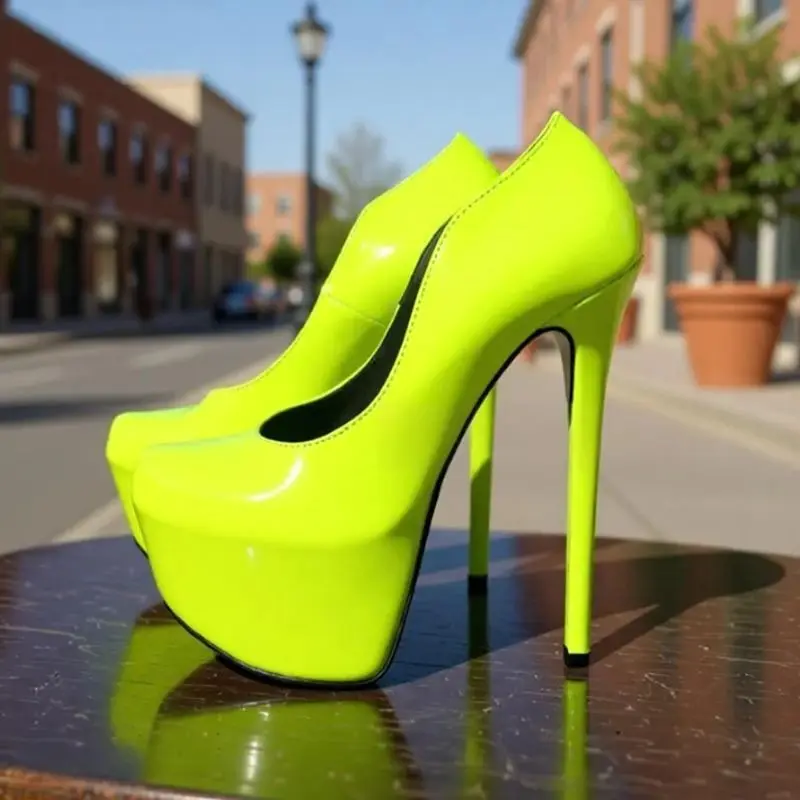 Neon Yellow Patent Leather High Heel Pump Slip-On Platform Stilettos Heeled Round Toe Women Evening Banquet Shoes
Neon Yellow Patent Leather High Heel Pump Slip-On Platform Stilettos Heeled Round Toe Women Evening Banquet Shoes