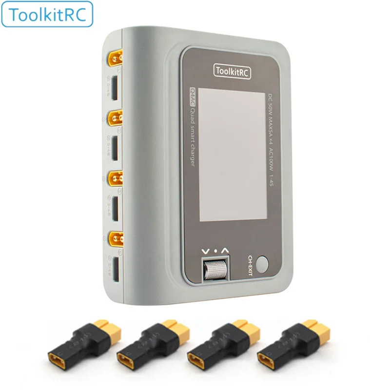 ToolkitRC Q4AC 4x50w 4 Ports XT60 with XT30 Adapters AC DC Smart Charger IPS Bright Clear Wide Angle Display for Lipo Battery
ToolkitRC Q4AC 4x50w 4 Ports XT60 with XT30 Adapters AC DC Smart Charger IPS Bright Clear Wide Angle Display for Lipo Battery