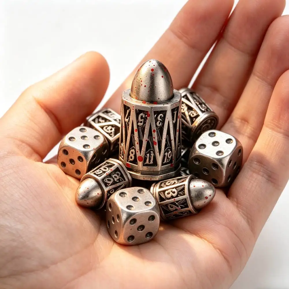 Металлические кубики-пули DND для Dungeons & Dragons, набор многогранных кубиков для настольных ролевых игр, аксессуары для настольных игр, кубики-пули
Металлические кубики-пули DND для Dungeons & Dragons, набор многогранных кубиков для настольных ролевых игр, аксессуары для настольных игр, кубики-пули