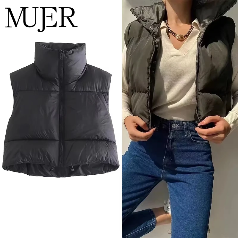 MUJER 2025 Padded Vest Woman Fashion Cropped Sleeveless Vests for Women High Neck Women's Quilted Jacket Warm Autumn Winter Coat
MUJER 2025 Padded Vest Woman Fashion Cropped Sleeveless Vests for Women High Neck Women's Quilted Jacket Warm Autumn Winter Coat