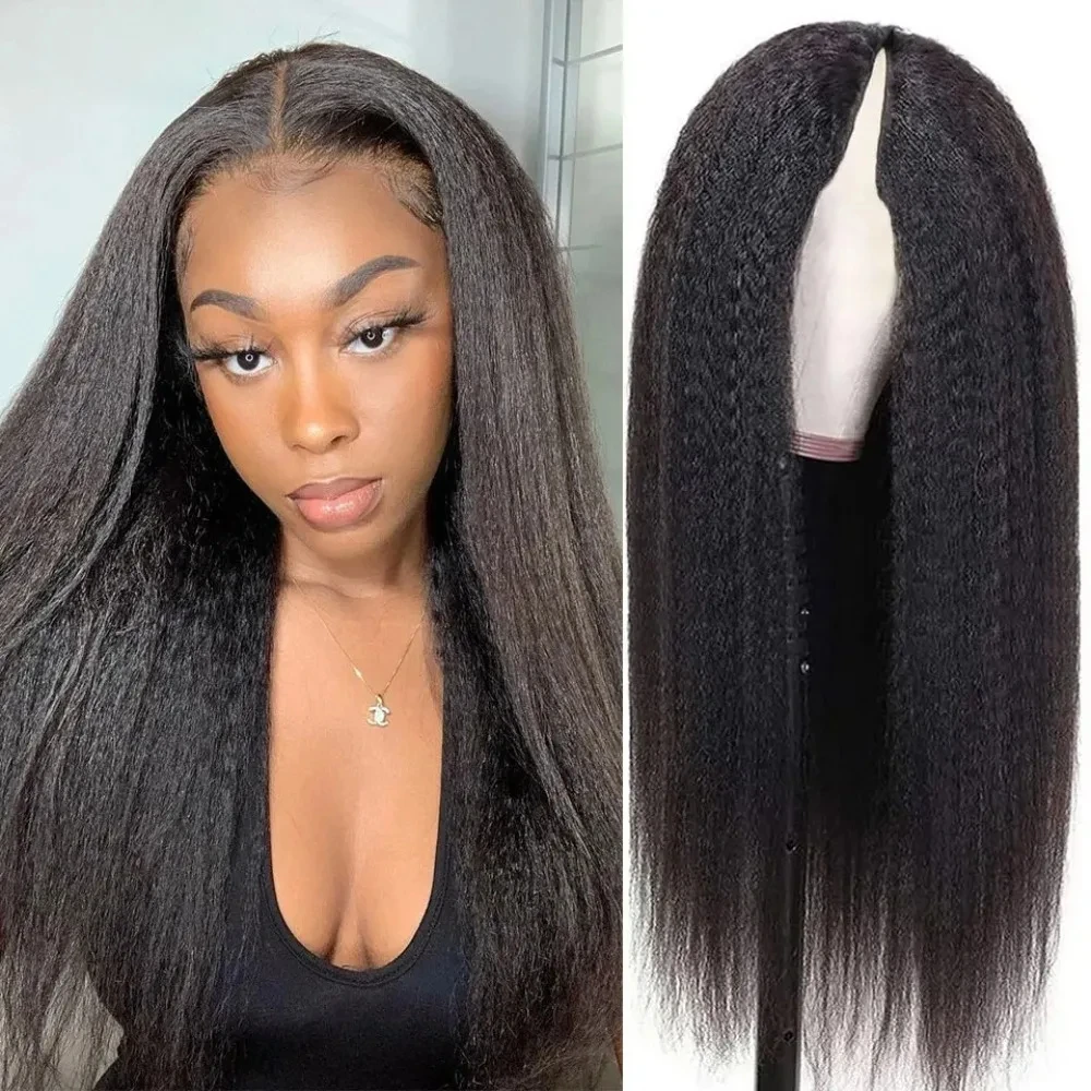 Kinky Straight Wigs V Part Wig Brazilian Human Hair Wigs For Women Full Machine Made Wig 200% Density
Kinky Straight Wigs V Part Wig Brazilian Human Hair Wigs For Women Full Machine Made Wig 200% Density
