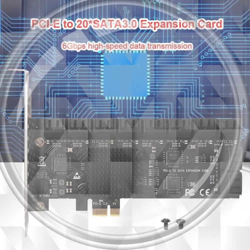 Controller Adapter Riser Expansion Card SA3120J PCIE Adapter 20 Port 6Gbps PCI-Express X1 to SATA 3.0 Controller Cards
Controller Adapter Riser Expansion Card SA3120J PCIE Adapter 20 Port 6Gbps PCI-Express X1 to SATA 3.0 Controller Cards