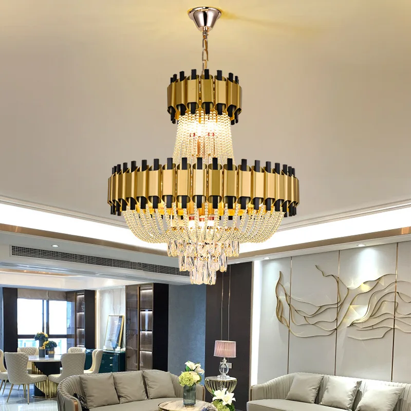 Light luxury gold K9 crystal LED chandelier high-end decoration restaurant duplex staircase living room chandelier villa hotel
Light luxury gold K9 crystal LED chandelier high-end decoration restaurant duplex staircase living room chandelier villa hotel