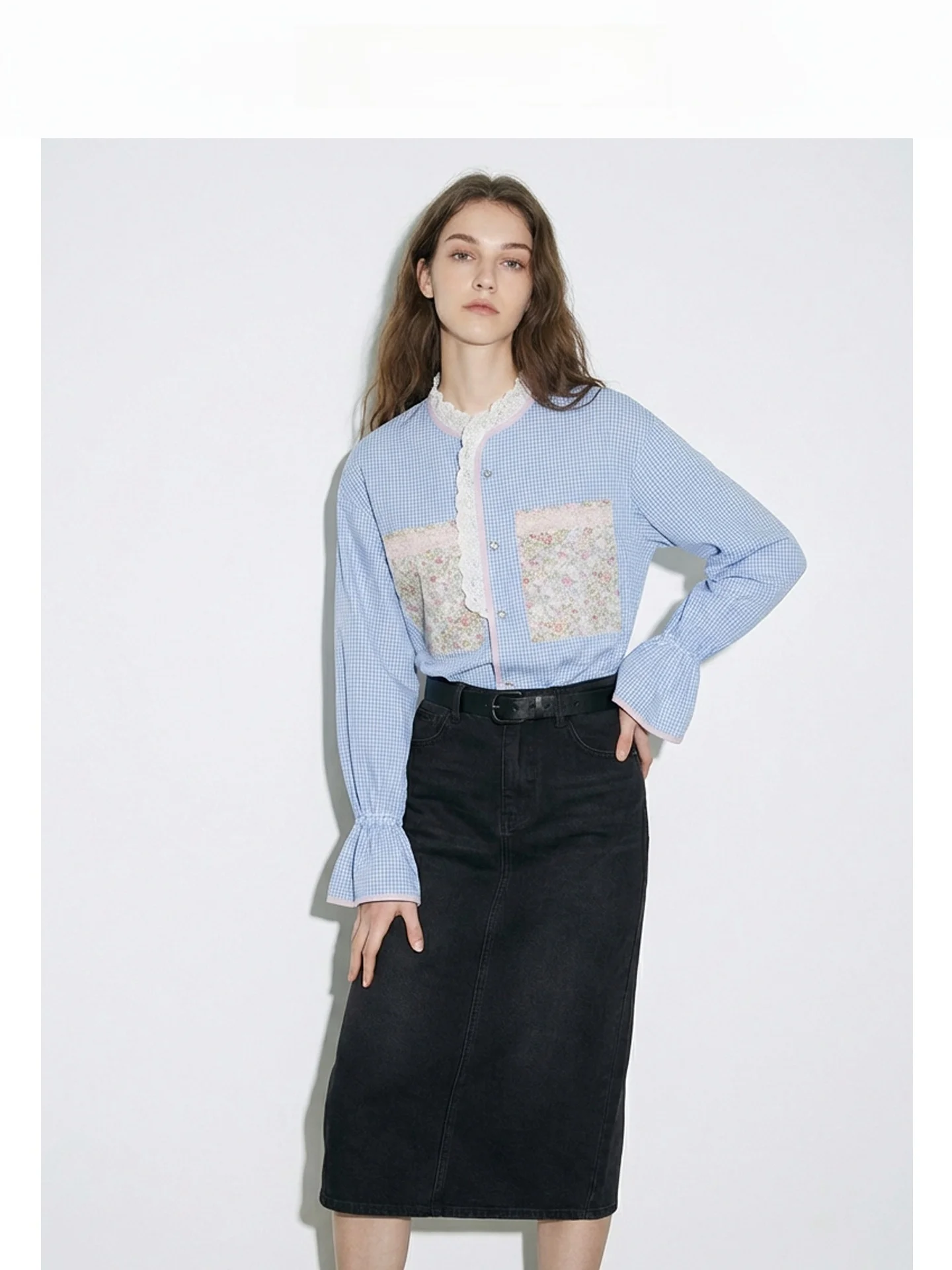 Retro Plaid Women's Shirt Spring Design Floral Patchwork Lace Sweet Bell Sleeve Top Cotton Long Sleeve Stand Collar Girl's Fa...
Retro Plaid Women's Shirt Spring Design Floral Patchwork Lace Sweet Bell Sleeve Top Cotton Long Sleeve Stand Collar Girl's Fa...