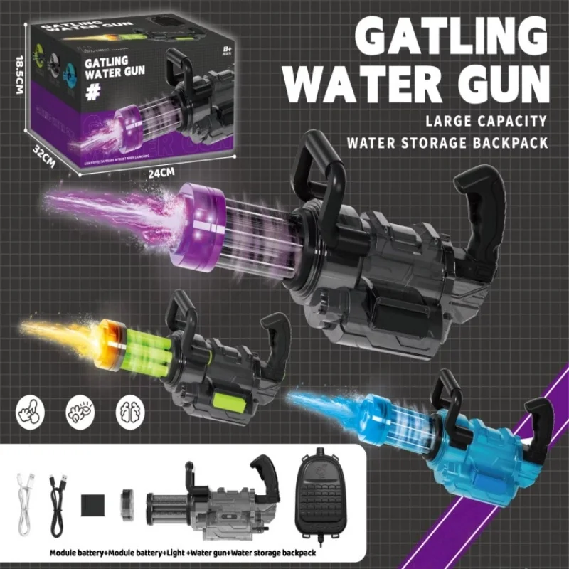 Kids Gatling Electric Water Gun Toys Continuous Shooting Automatic Water Guns with Backpack Children Summer Outdoor Beach Toy
Kids Gatling Electric Water Gun Toys Continuous Shooting Automatic Water Guns with Backpack Children Summer Outdoor Beach Toy