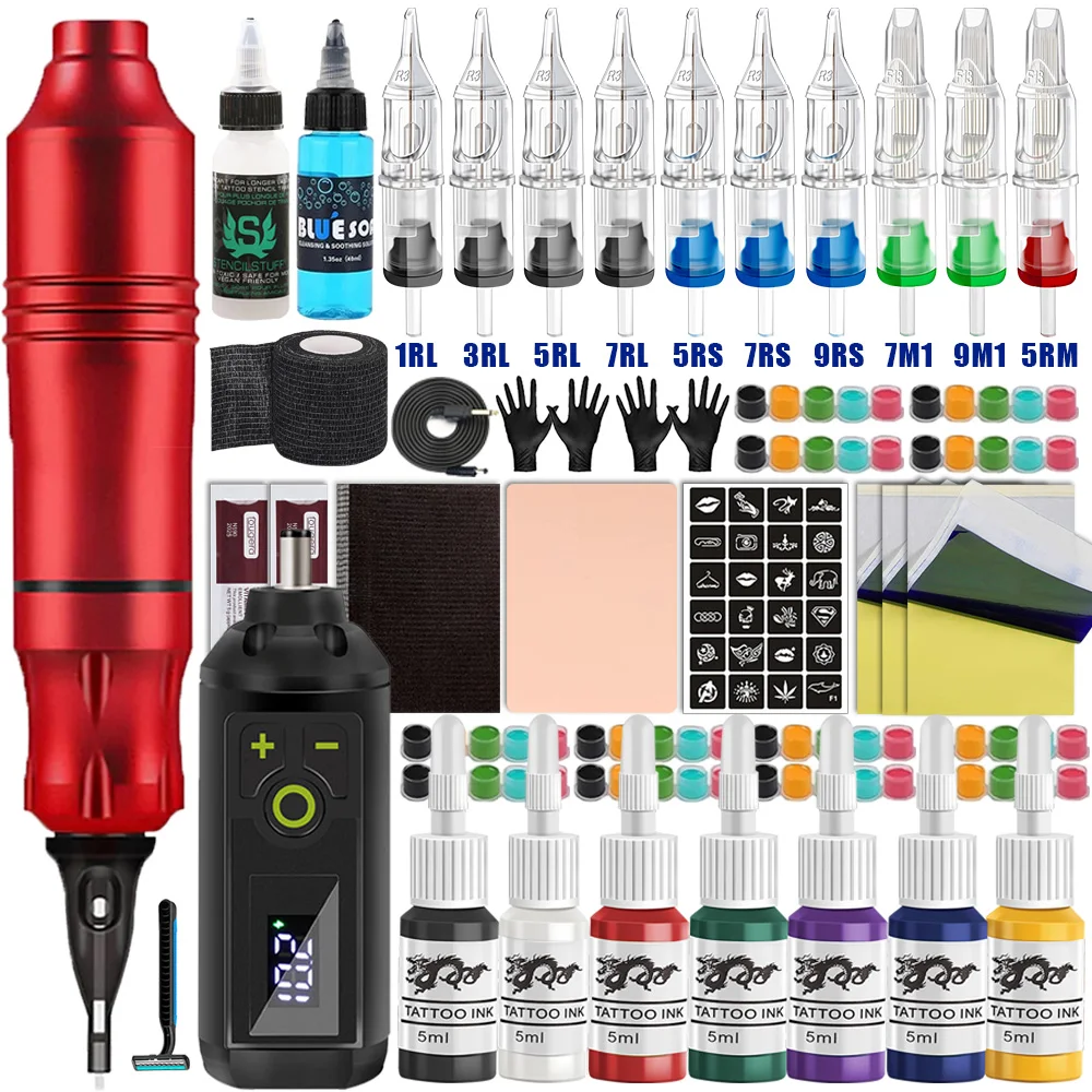 Wireless Tattoo Machine Kit Tattoo Pen with Wireless Power Supply Complete Tattoo Kit Cartridge Tattoo Needles Set for Beginners
Wireless Tattoo Machine Kit Tattoo Pen with Wireless Power Supply Complete Tattoo Kit Cartridge Tattoo Needles Set for Beginners