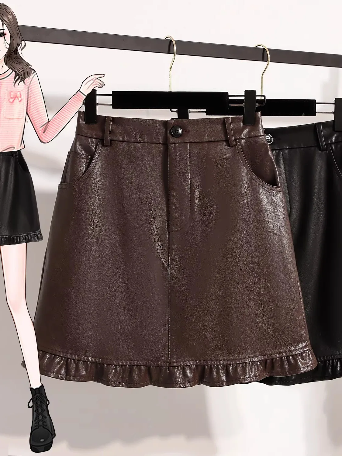 plus Size PU Leather Skirt Women's Autumn Winter High Waist Drapey A-Line Skirt Fashionable Versatile Bodycon Skirt Pants
plus Size PU Leather Skirt Women's Autumn Winter High Waist Drapey A-Line Skirt Fashionable Versatile Bodycon Skirt Pants