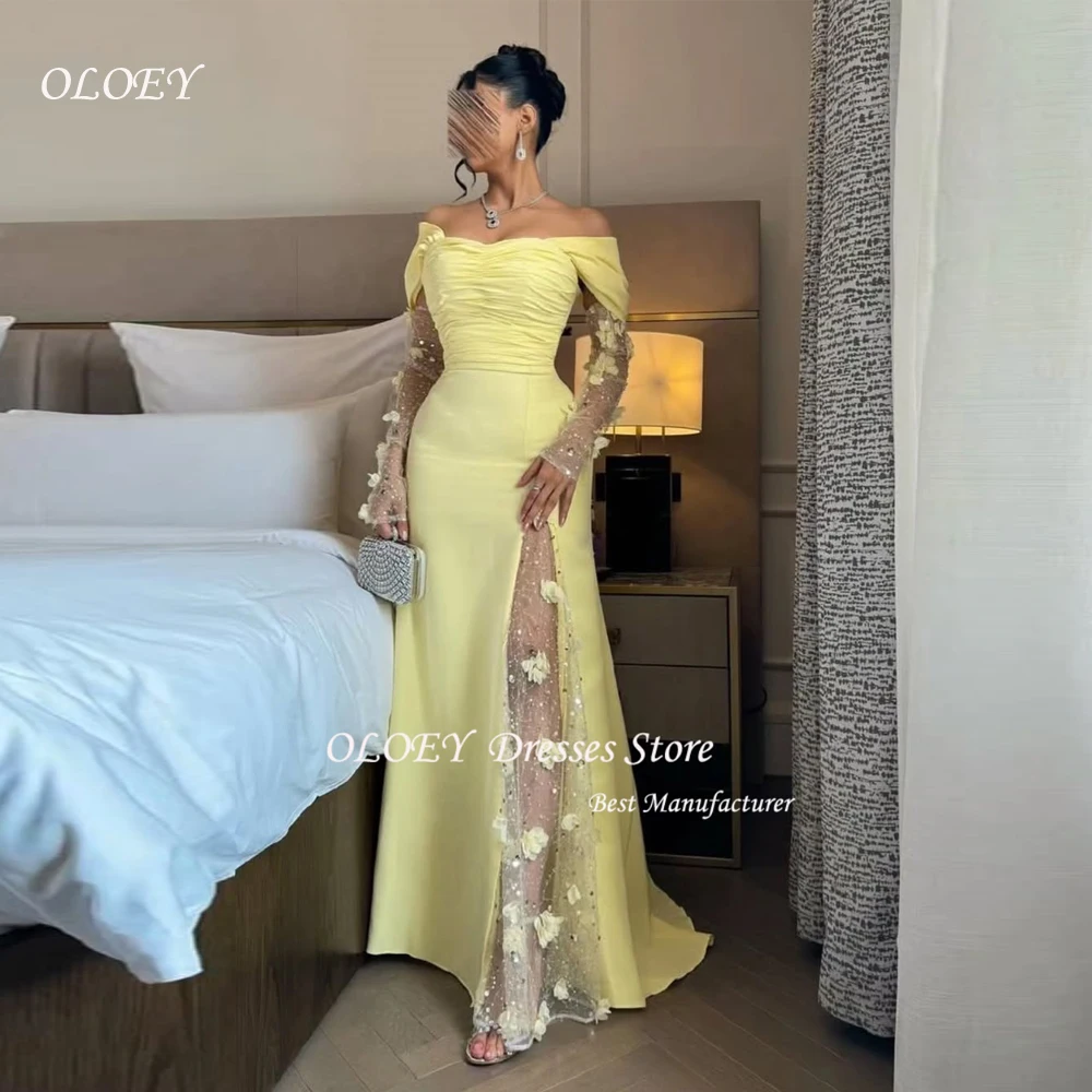OLOEY Yellow Luxury Mermaid Evening Dresses Saudi Arabric Flowers Beading Prom Dress Off The Shoulder Long Prom Gown Customized
OLOEY Yellow Luxury Mermaid Evening Dresses Saudi Arabric Flowers Beading Prom Dress Off The Shoulder Long Prom Gown Customized