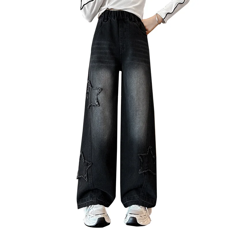 Elegant Kids Black Color Jeans For Girl Casual Street Style Denim Pants Teenager Child Fashion Straight Jeans Trousers With Star
Elegant Kids Black Color Jeans For Girl Casual Street Style Denim Pants Teenager Child Fashion Straight Jeans Trousers With Star