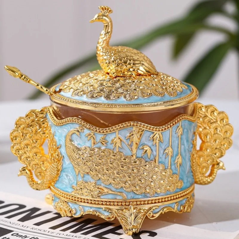 European Style Sugar Jar,Alloy With lid Peacock Shape Seasoning Container Salt Organizer,Coffee Beans Jar,Kitchen Decorative
European Style Sugar Jar,Alloy With lid Peacock Shape Seasoning Container Salt Organizer,Coffee Beans Jar,Kitchen Decorative