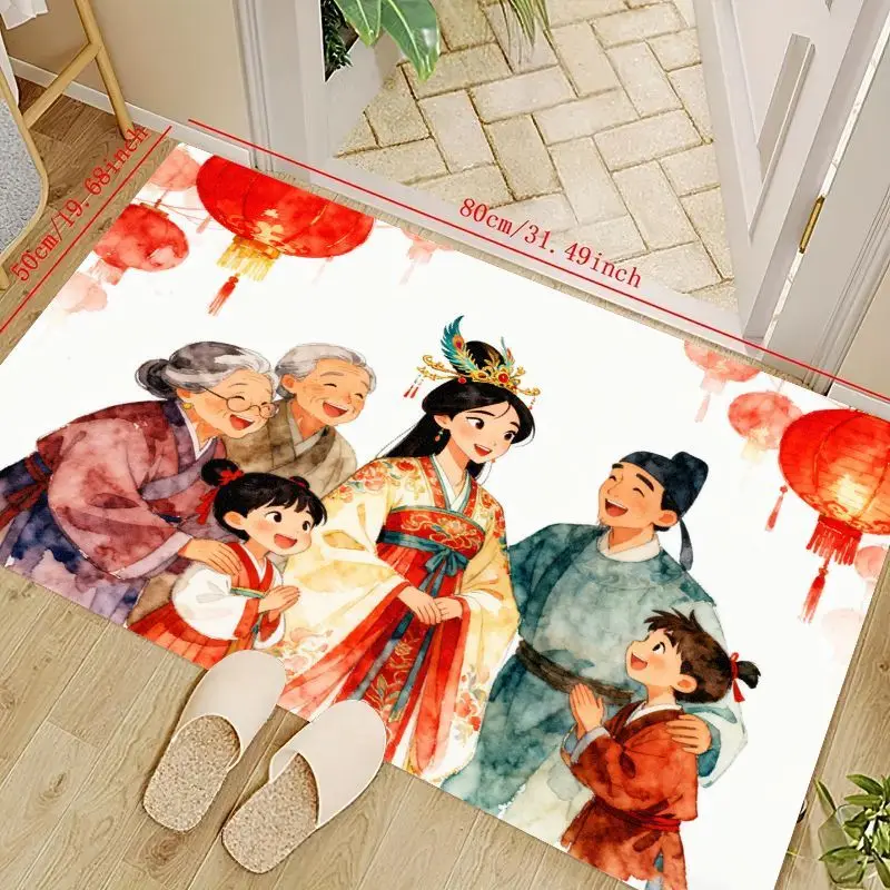 1 шт., акварельный напольный коврик Happy Chinese Family Reunion, традиционные красные фонарики, нескользящий коврик для лунного Нового года, весеннего фестиваля 
1 шт., акварельный напольный коврик Happy Chinese Family Reunion, традиционные красные фонарики, нескользящий коврик для лунного Нового года, весеннего фестиваля