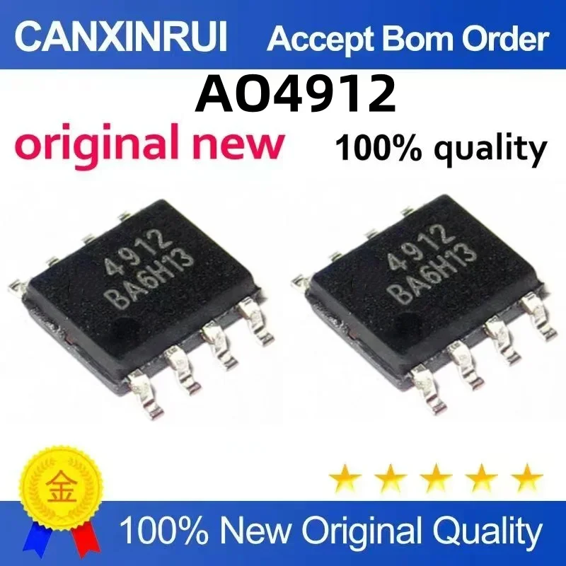 (5-100 pieces) Surface mount AO4912 4912 6.4A/30V dual N-channel MOSFET field-effect transistor SOP-8
(5-100 pieces) Surface mount AO4912 4912 6.4A/30V dual N-channel MOSFET field-effect transistor SOP-8