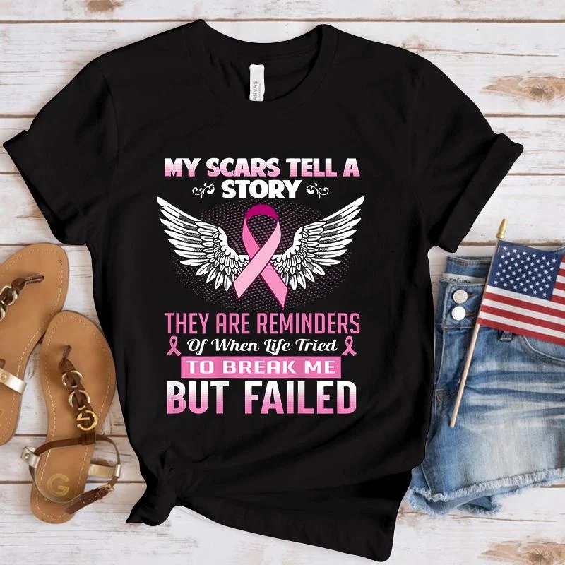 New Women Fashion Breast Cancer Awareness My Scars Tell A Story Print T-Shirt Casual O-Neck Short Sleeve Top
New Women Fashion Breast Cancer Awareness My Scars Tell A Story Print T-Shirt Casual O-Neck Short Sleeve Top