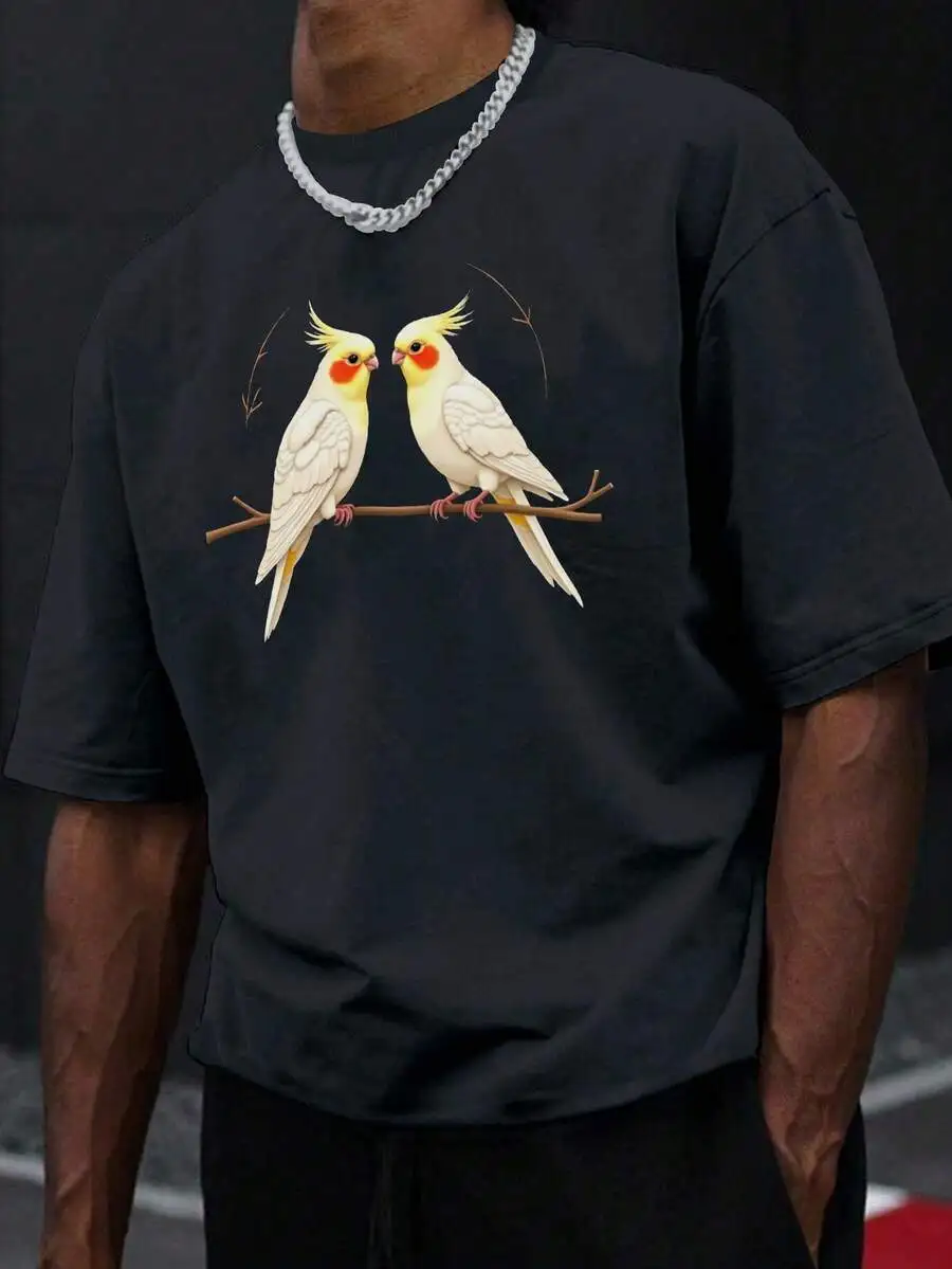 Two Cockatiels On Branch Print Pure Cotton Mens T-Shirt Casual Comfort Fit
Two Cockatiels On Branch Print Pure Cotton Mens T-Shirt Casual Comfort Fit
