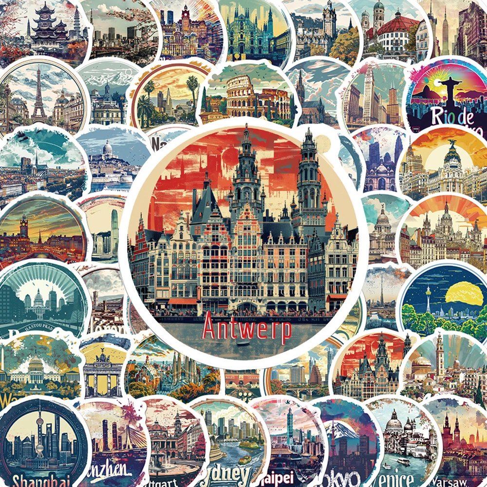 10/30/50pcs Vintage World Famous Landmark City Stickers Buildings Scenery Cartoon Decals for Notebook Phone Luggage Cool Sticker
10/30/50pcs Vintage World Famous Landmark City Stickers Buildings Scenery Cartoon Decals for Notebook Phone Luggage Cool Sticker