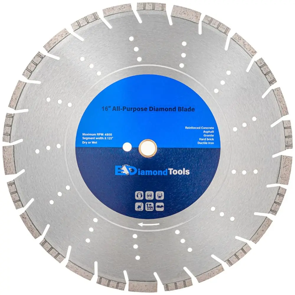 All Purpose Diamond Saw Blades for Hard/Reinforced Concrete, Asphalt, Granite, Terrazzo, Ductile Iron Piping, 5-5/8" Cutting
All Purpose Diamond Saw Blades for Hard/Reinforced Concrete, Asphalt, Granite, Terrazzo, Ductile Iron Piping, 5-5/8" Cutting