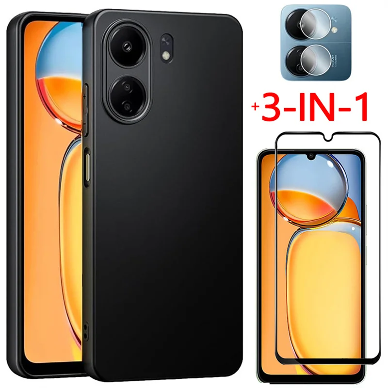 Redmi 13C/Poco C65 Case, Black Case + Tempered Glass for Poco C 65 Soft TPU Phone Cases Redmi 13 C Cover Xiaomi Redmi 13C Case
Redmi 13C/Poco C65 Case, Black Case + Tempered Glass for Poco C 65 Soft TPU Phone Cases Redmi 13 C Cover Xiaomi Redmi 13C Case