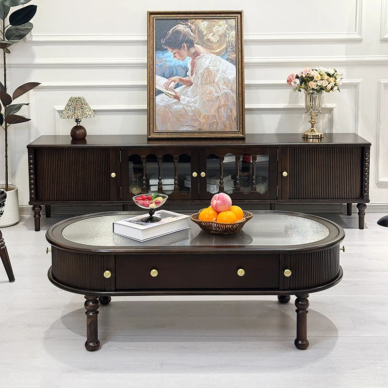 French retro pure solid wood coffee table, small apartment living room coffee table, medieval furniture, American oval tea table
French retro pure solid wood coffee table, small apartment living room coffee table, medieval furniture, American oval tea table