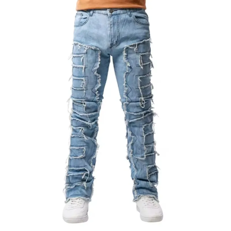Y2k Hip Hop Fringed Jeans For Man, Patchwork Creative Tassels Decoration Men's Stretch Pants, Casual Denim Mans Trousers
Y2k Hip Hop Fringed Jeans For Man, Patchwork Creative Tassels Decoration Men's Stretch Pants, Casual Denim Mans Trousers
