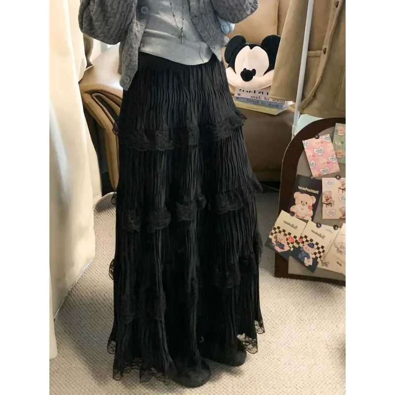 Korean Retro Lace Splicing Casual Cake Skirt Women 2025 Spring New Streetwear High Waist Pleated Loose Mid-length Skirt
Korean Retro Lace Splicing Casual Cake Skirt Women 2025 Spring New Streetwear High Waist Pleated Loose Mid-length Skirt