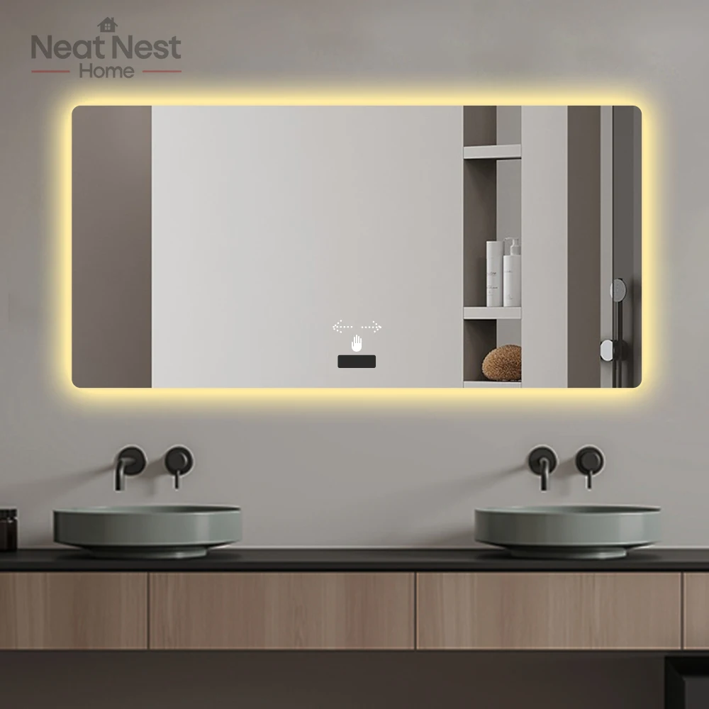 48x32in Frameless bathroom mirror with light, LED backlit mirror, tri-color dimming, anti-fog function, waterproof, smart sensor
48x32in Frameless bathroom mirror with light, LED backlit mirror, tri-color dimming, anti-fog function, waterproof, smart sensor