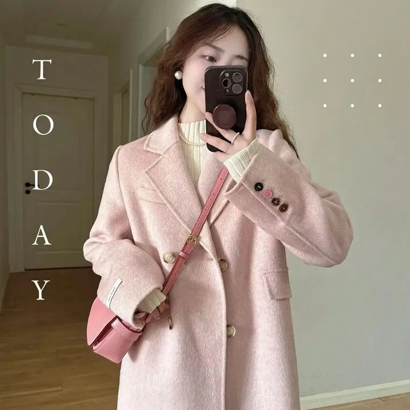 2024 Autumn-Winter New High-End Pink Woolen Coat for Women Female Lady Korean Style Petite Fit Formal Shoulder Woolen Overcoat
2024 Autumn-Winter New High-End Pink Woolen Coat for Women Female Lady Korean Style Petite Fit Formal Shoulder Woolen Overcoat