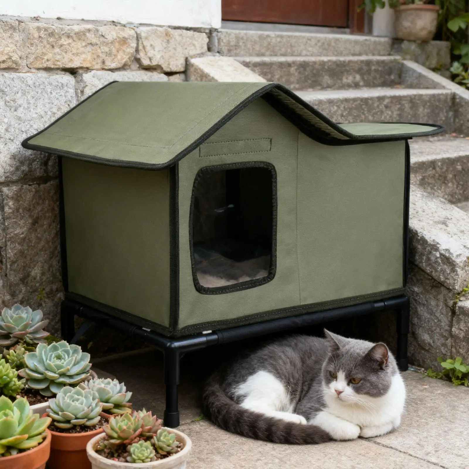 Домик для кошек и собак на улицу, лежанка для кошек, легко собирается, водонепроницаемый, укрытие для питомцев на веранду, для щенков и котят
Домик для кошек и собак на улицу, лежанка для кошек, легко собирается, водонепроницаемый, укрытие для питомцев на веранду, для щенков и котят