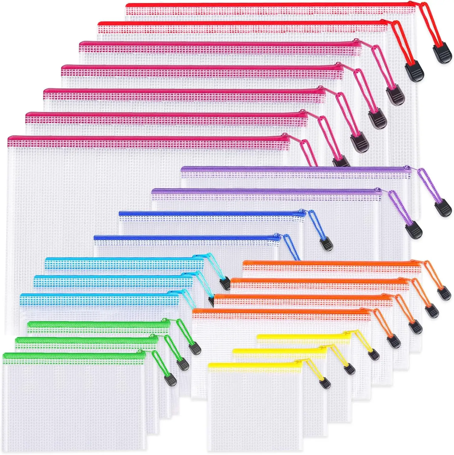 24pcs Mesh Zipper Pouches, 8 Sizes Clear Travel Organizer Bags, Waterproof Plastic Pouch for Office Supplies
24pcs Mesh Zipper Pouches, 8 Sizes Clear Travel Organizer Bags, Waterproof Plastic Pouch for Office Supplies
