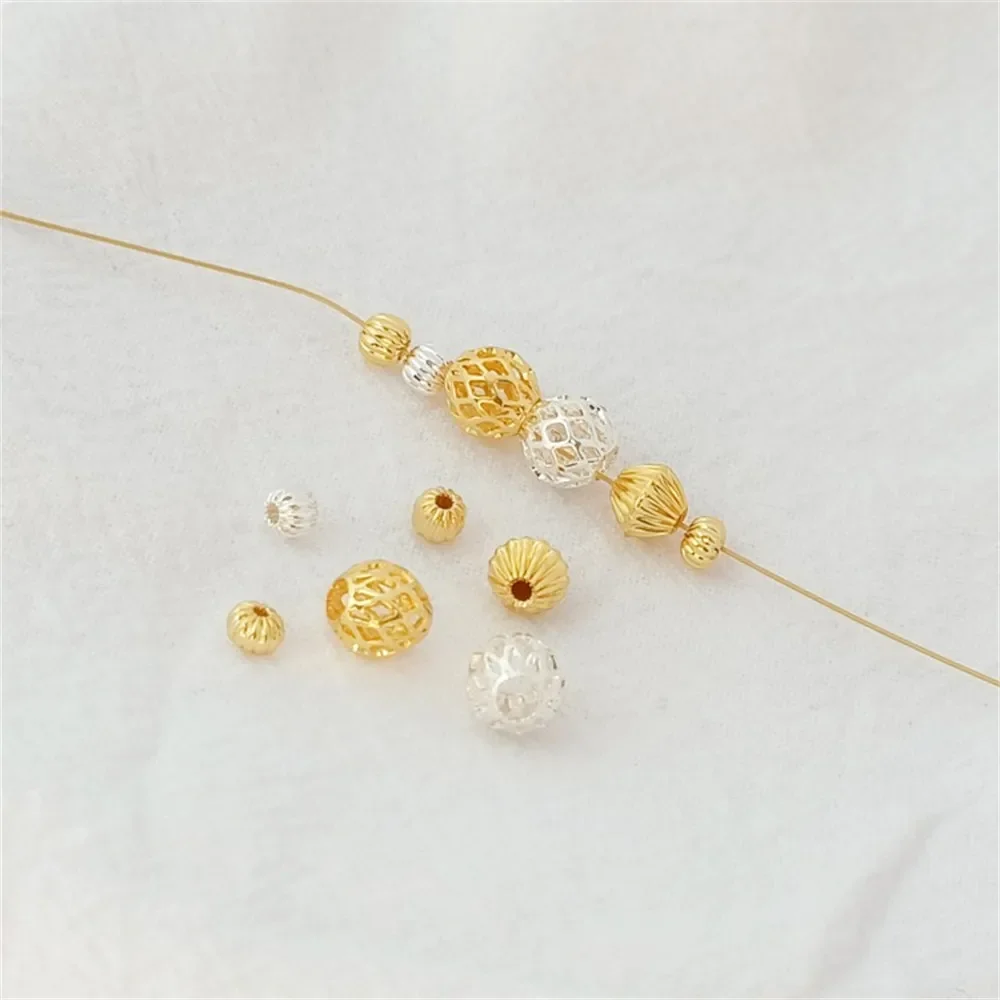 18K Gold Silver Hollow Pumpkin Beads Corner Beads Hollowed-out Balls Spacer Beads DIY Handcrafted Bracelet Loose Beads Accessori
18K Gold Silver Hollow Pumpkin Beads Corner Beads Hollowed-out Balls Spacer Beads DIY Handcrafted Bracelet Loose Beads Accessori