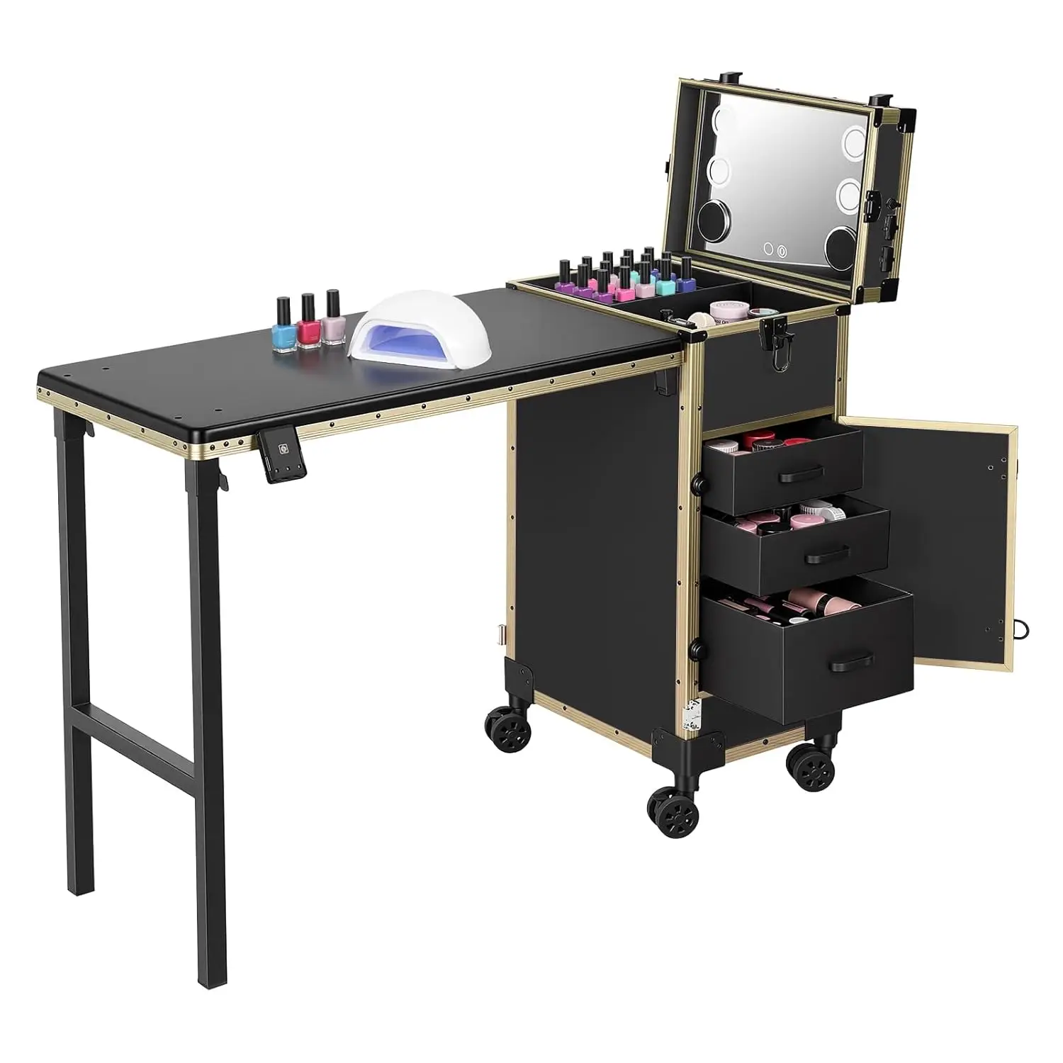 Portable Nail Tech Desk & Foldable Manicure Table - Rolling Nail Cart & Salon Station with Mirror - Makeup Desk, Customized
Portable Nail Tech Desk & Foldable Manicure Table - Rolling Nail Cart & Salon Station with Mirror - Makeup Desk, Customized