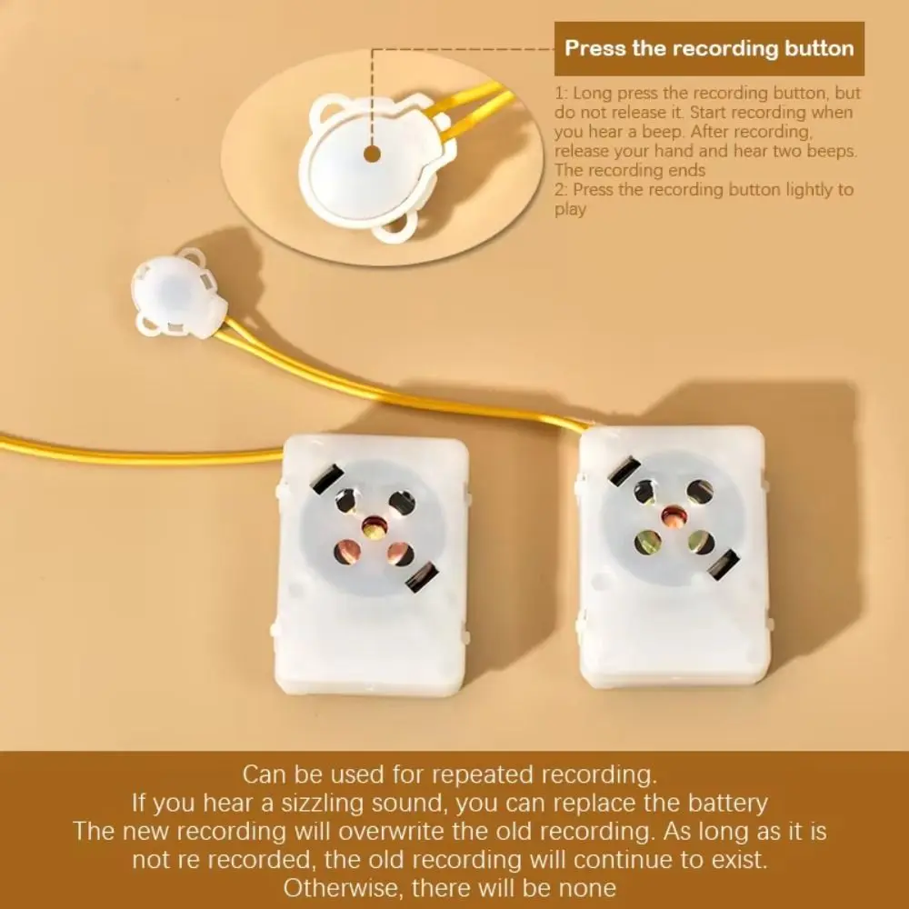 Recordable Stuffed Animal Sound Recorder Clear Voice 40sec/5min Voice Box Electronic Message Recorder Sound Recording Module
Recordable Stuffed Animal Sound Recorder Clear Voice 40sec/5min Voice Box Electronic Message Recorder Sound Recording Module