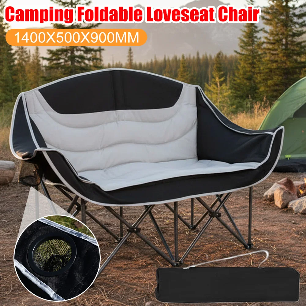 Double Camping Chair Folding Padded Loveseat Bench with Cup Holder Carry Bag 600lbs Support for Outdoor Beach Picnic Sports
Double Camping Chair Folding Padded Loveseat Bench with Cup Holder Carry Bag 600lbs Support for Outdoor Beach Picnic Sports 